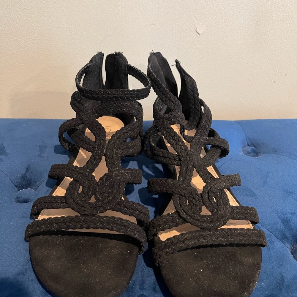 Lauren Conrad Sandals Shoes Women’s Size 12 Black Boho Ankle Strap Preowned